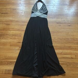 Vintage Tadashi Shoji Neiman Marcus Black Halter Maxi Dress
